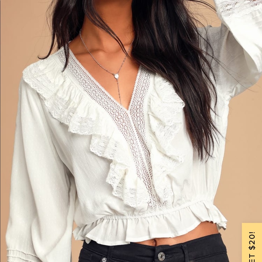 Lulus ballon sleeve ivory top